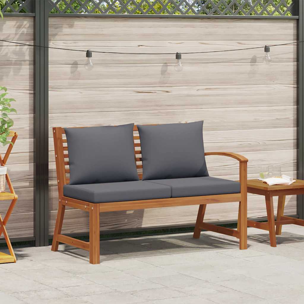 Garden Bench 114.5 cm with Dark Grey Cushion Solid Acacia Wood