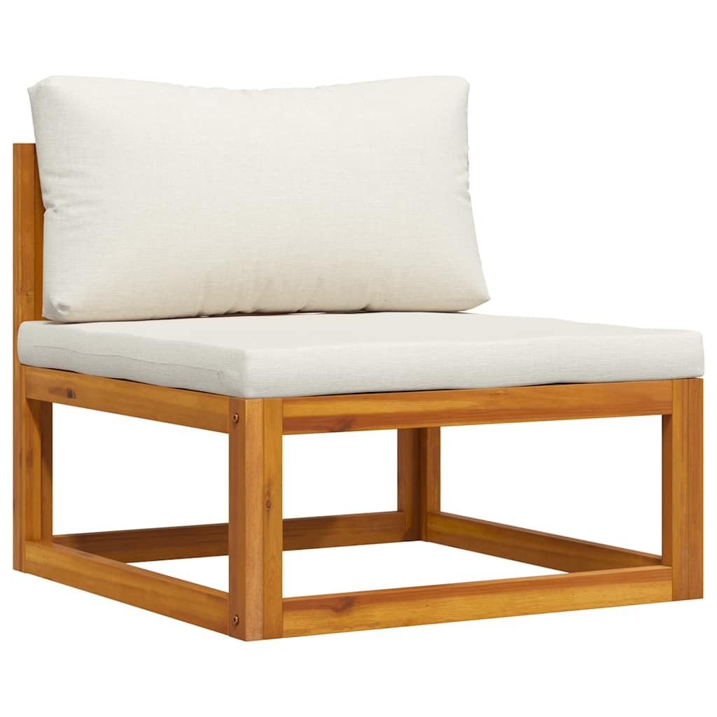 2 Piece Sofa Set with Cream White Cushions Solid Acacia Wood