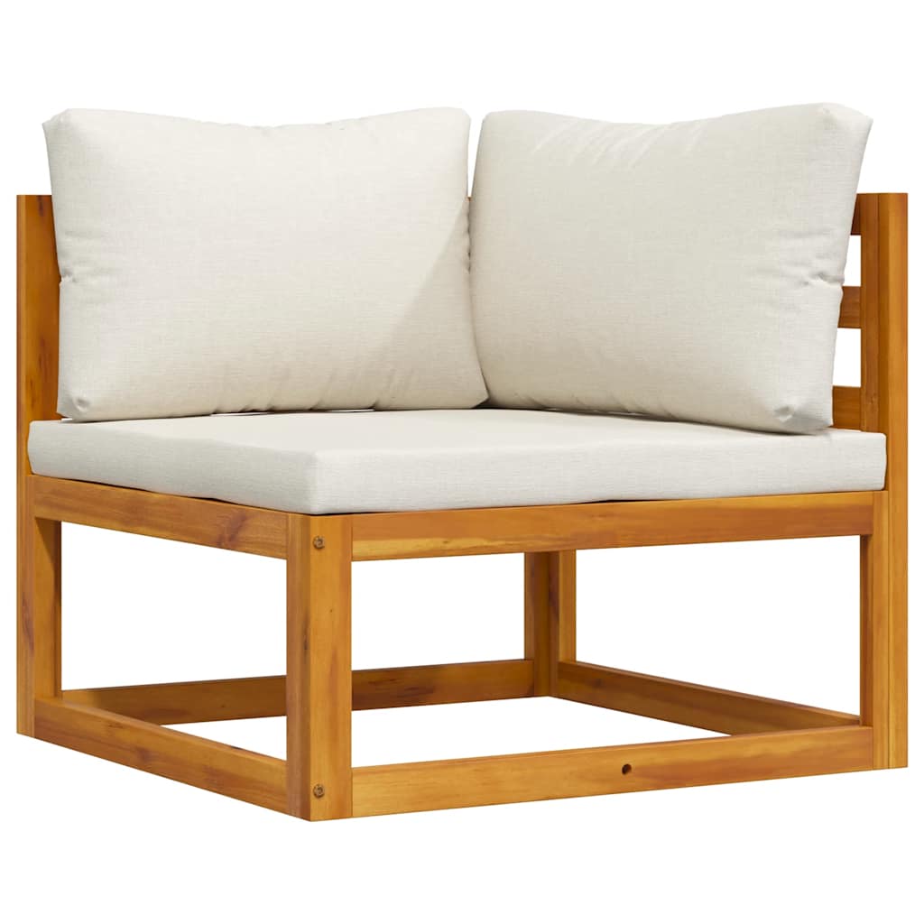 2 Piece Sofa Set with Cream White Cushions Solid Acacia Wood