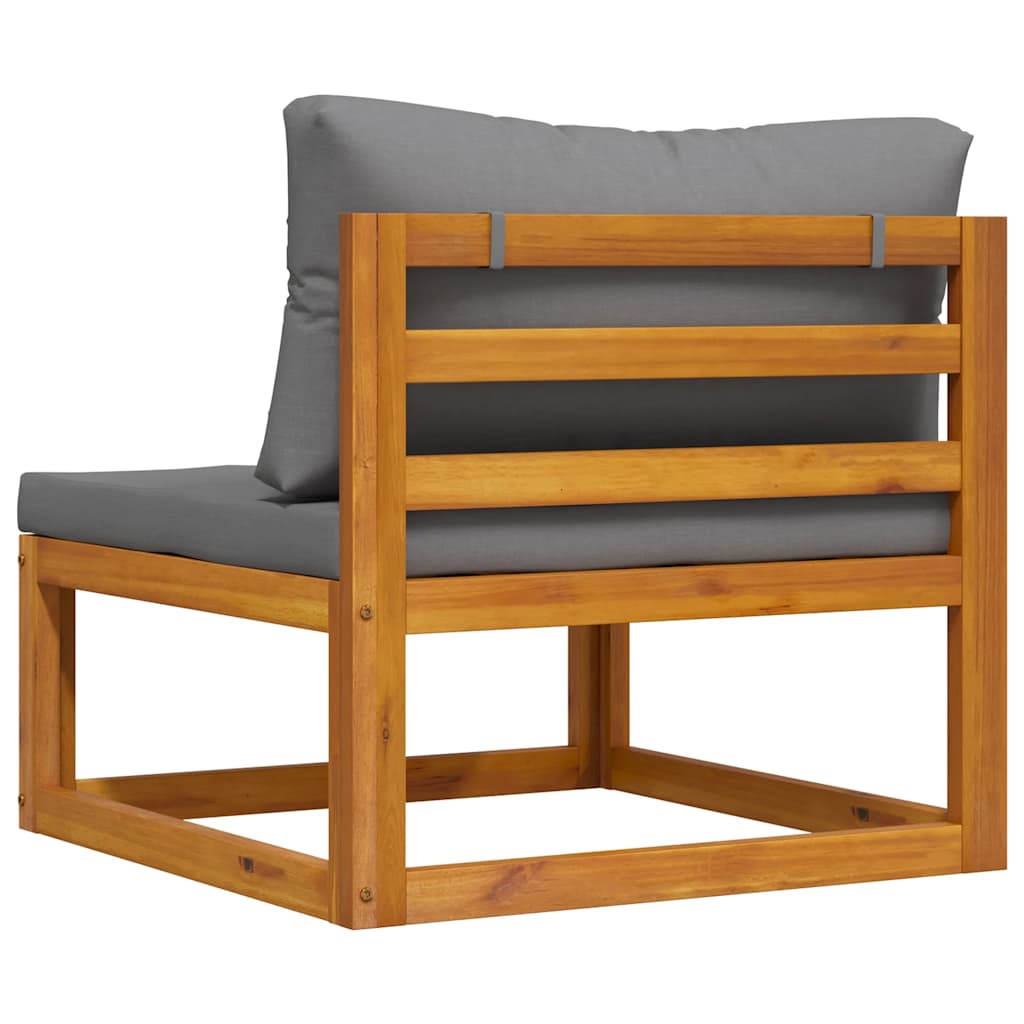 Sectional Middle Sofa & Dark Grey Cushion Solid Acacia Wood