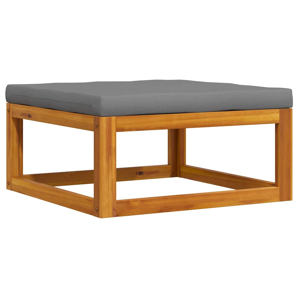 Footrest with Dark Grey Cushion Solid Acacia Wood