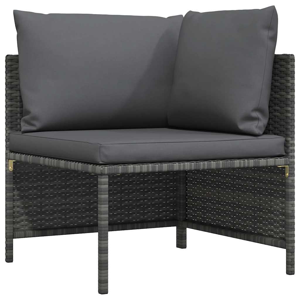 Sectional Corner Sofa with Cushions Grey Poly Rattan