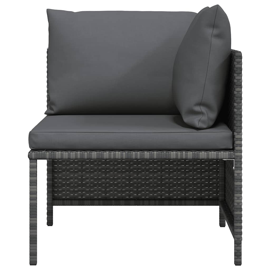 Sectional Corner Sofa with Cushions Grey Poly Rattan