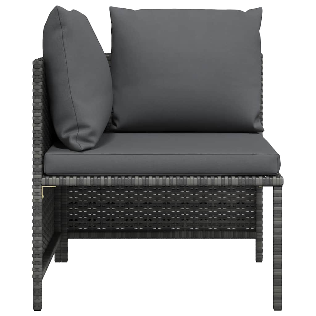 Sectional Corner Sofa with Cushions Grey Poly Rattan