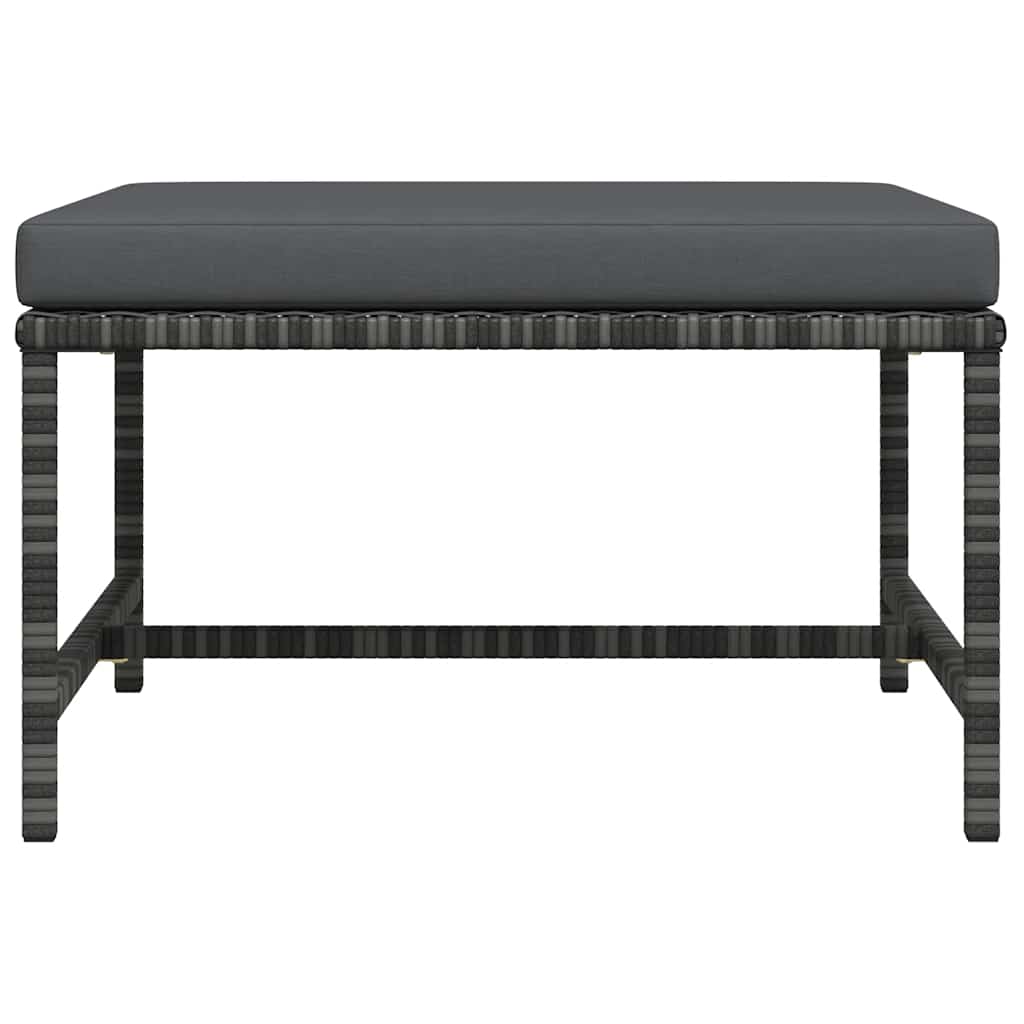 Sectional Footrest with Cushion Grey Poly Rattan
