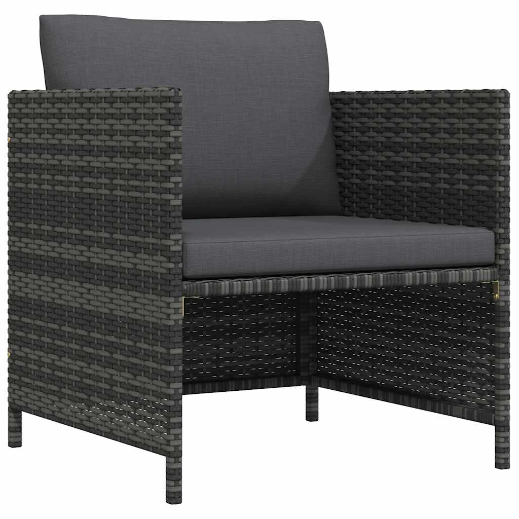 Garden Sofa with Cushions Grey Poly Rattan