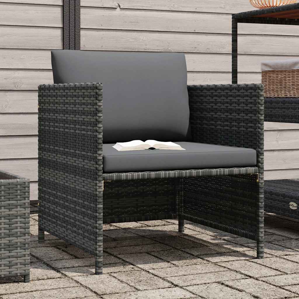 Garden Sofa with Cushions Grey Poly Rattan