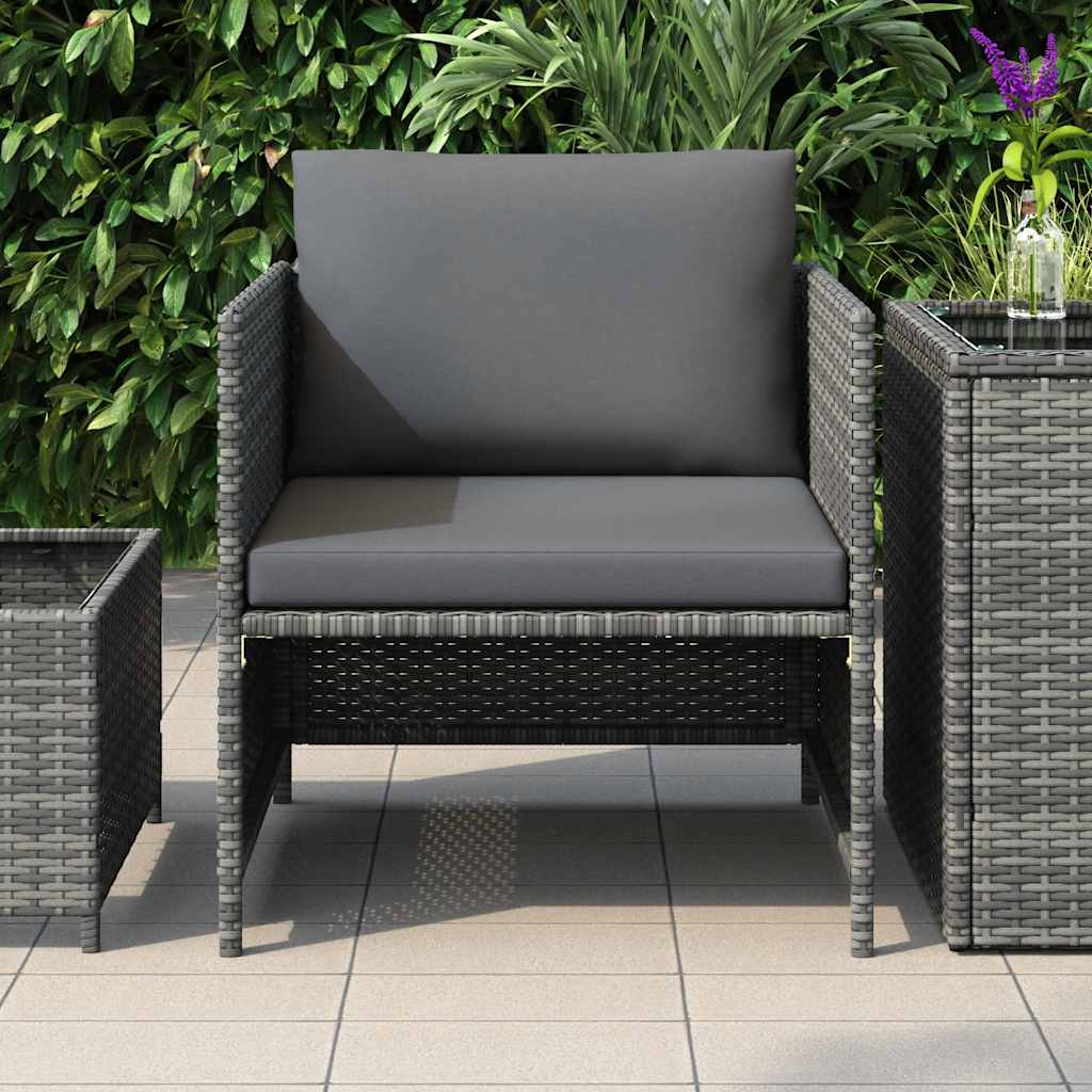 Garden Sofa with Cushions Grey Poly Rattan