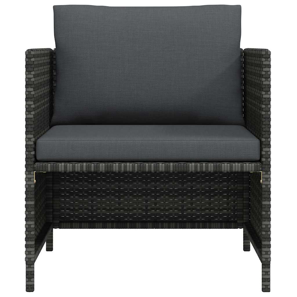 Garden Sofa with Cushions Grey Poly Rattan