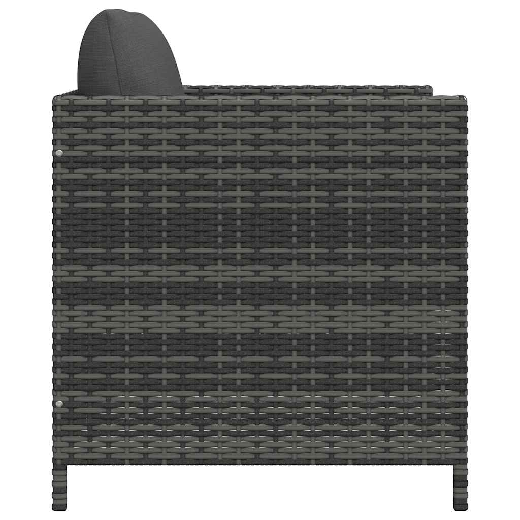 Garden Sofa with Cushions Grey Poly Rattan