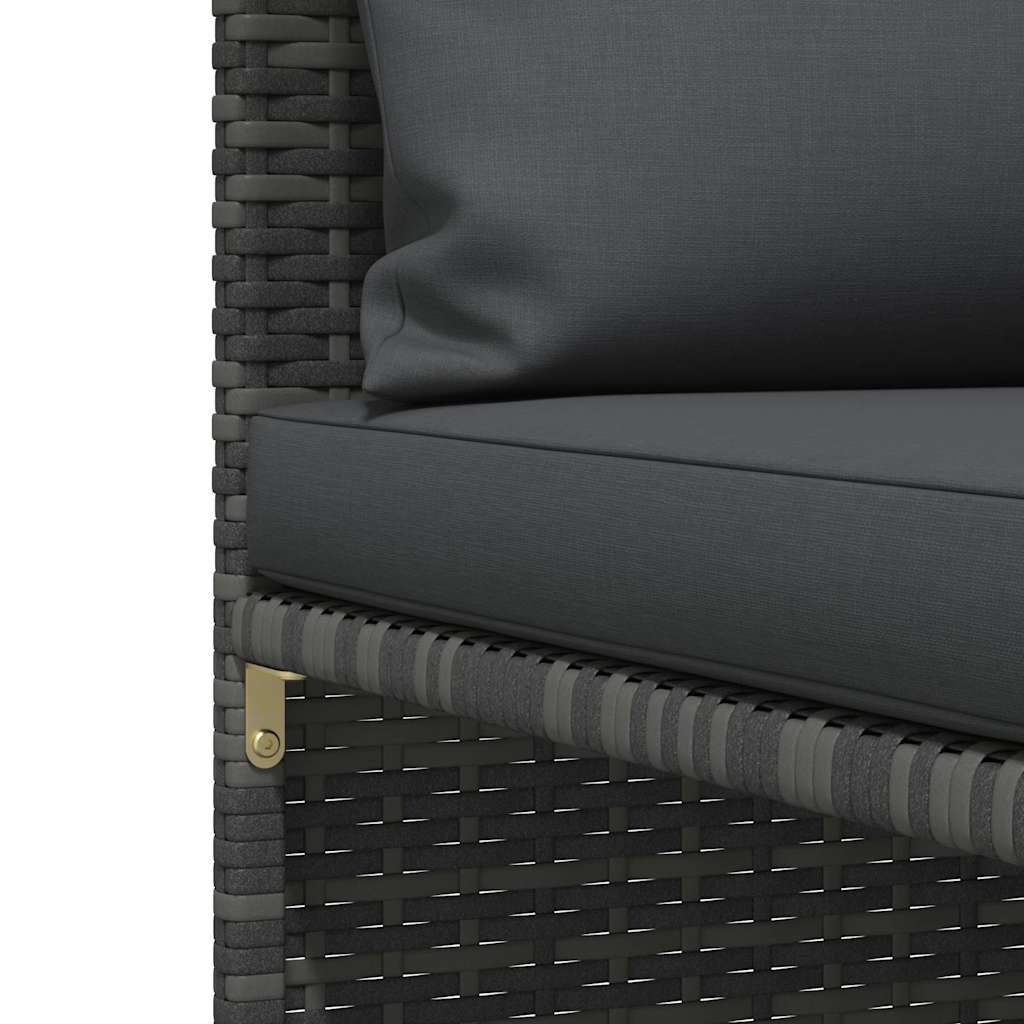 3 Piece Garden Sofa Set with Cushions Grey Poly Rattan