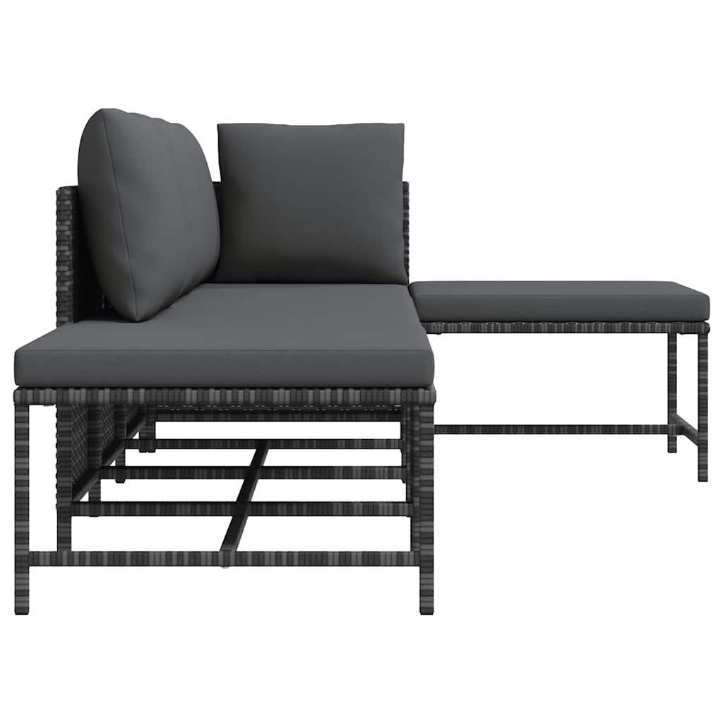 5 Piece Garden Sofa Set with Cushions Grey Poly Rattan