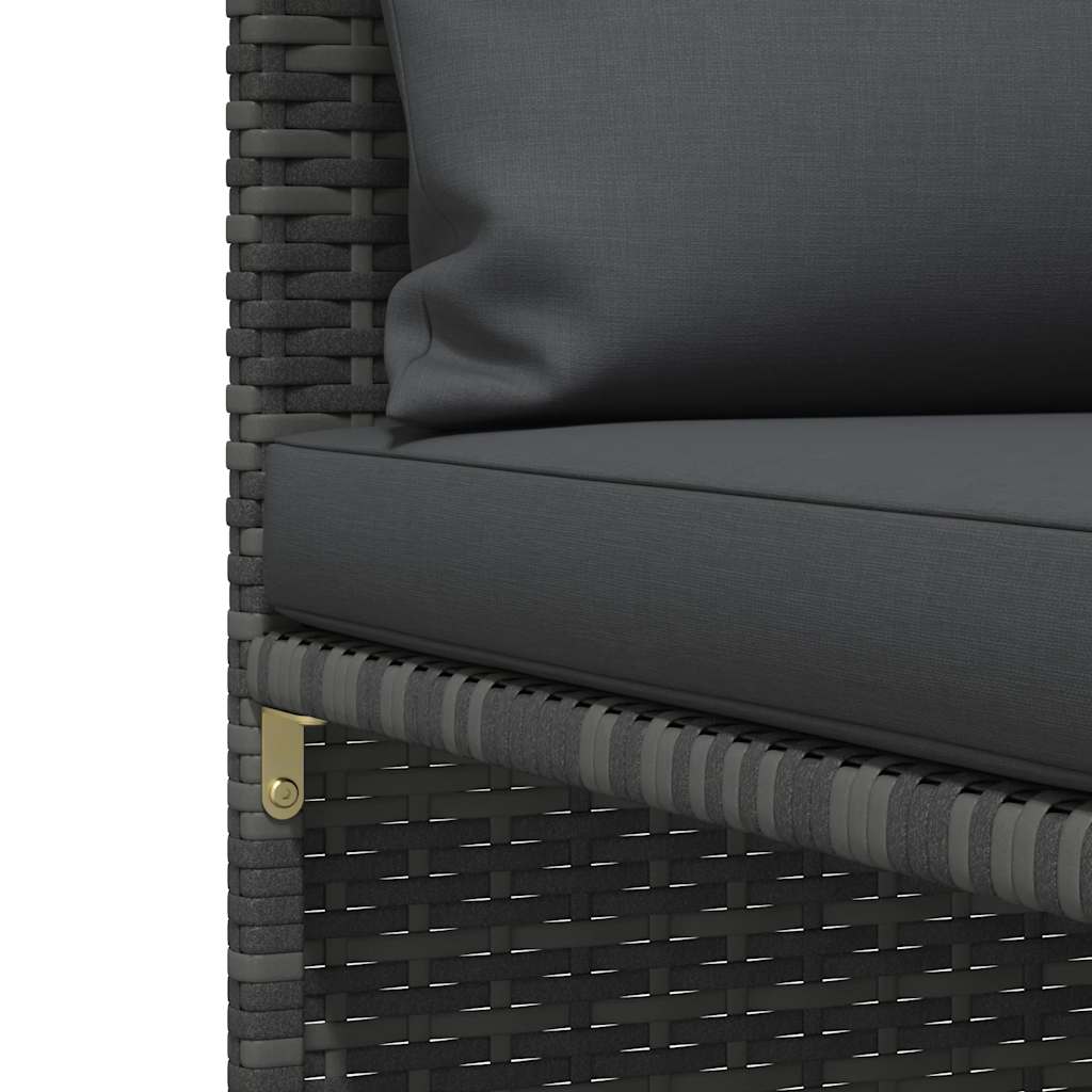 5 Piece Garden Sofa Set with Cushions Grey Poly Rattan