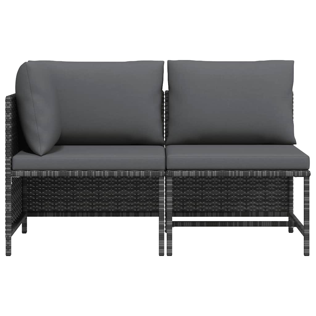 2 Piece Garden Sofa Set with Cushions Grey Poly Rattan