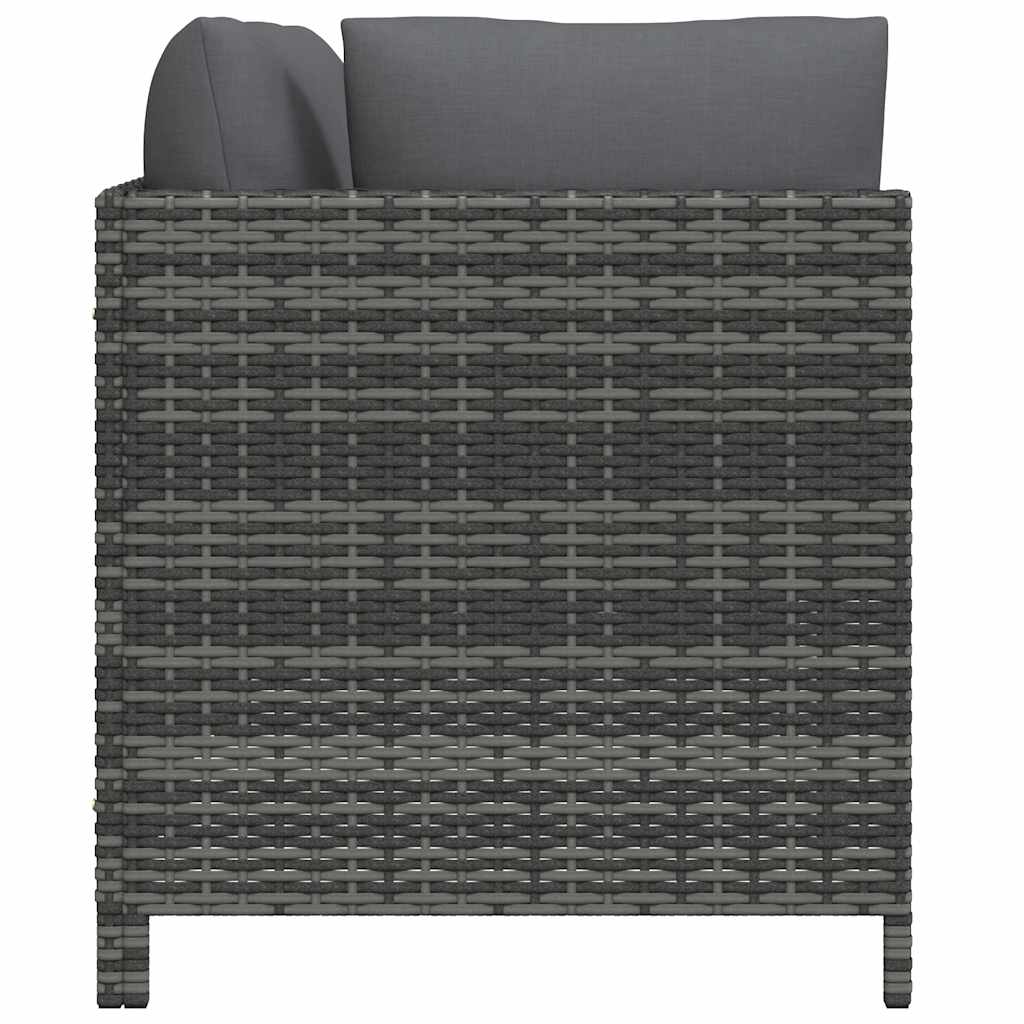 2 Piece Garden Sofa Set with Cushions Grey Poly Rattan