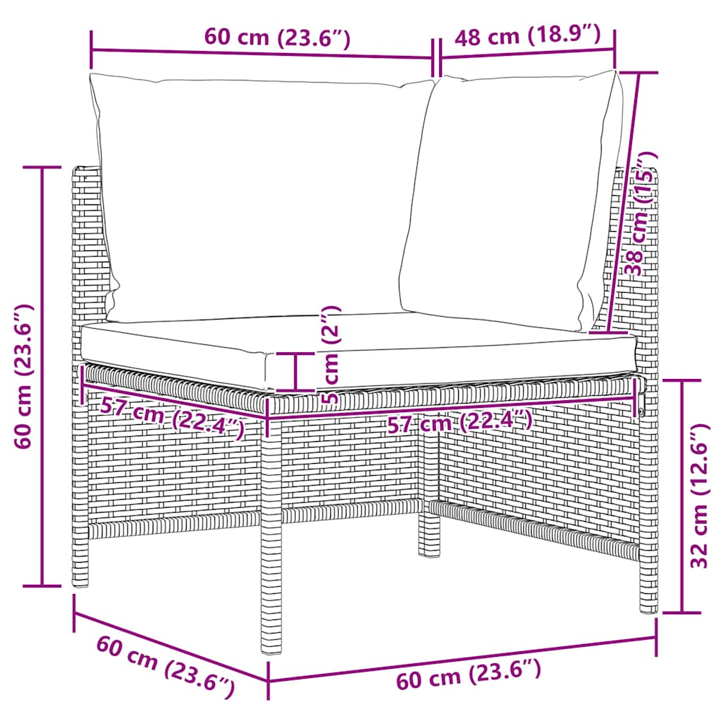 2 Piece Garden Sofa Set with Cushions Grey Poly Rattan