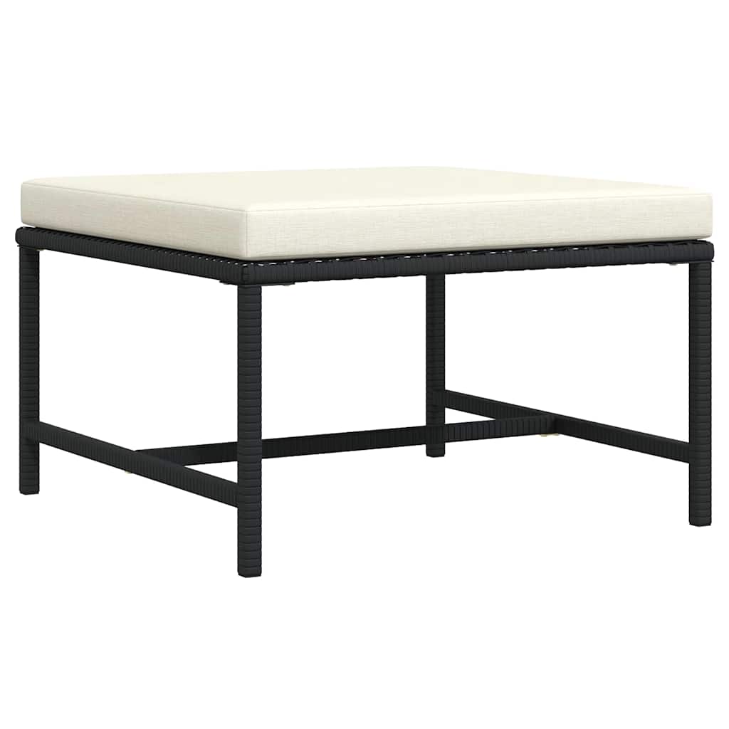 Sectional Footrest with Cushion Black Poly Rattan