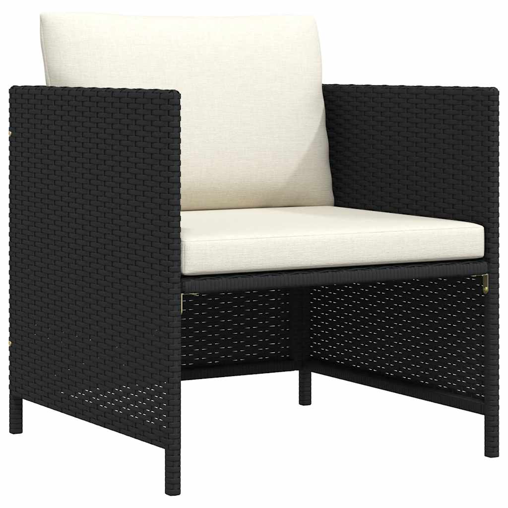 Garden Sofa with Cushions Black Poly Rattan