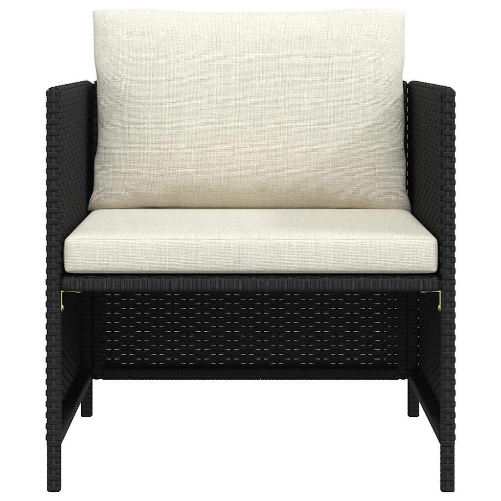 Garden Sofa with Cushions Black Poly Rattan