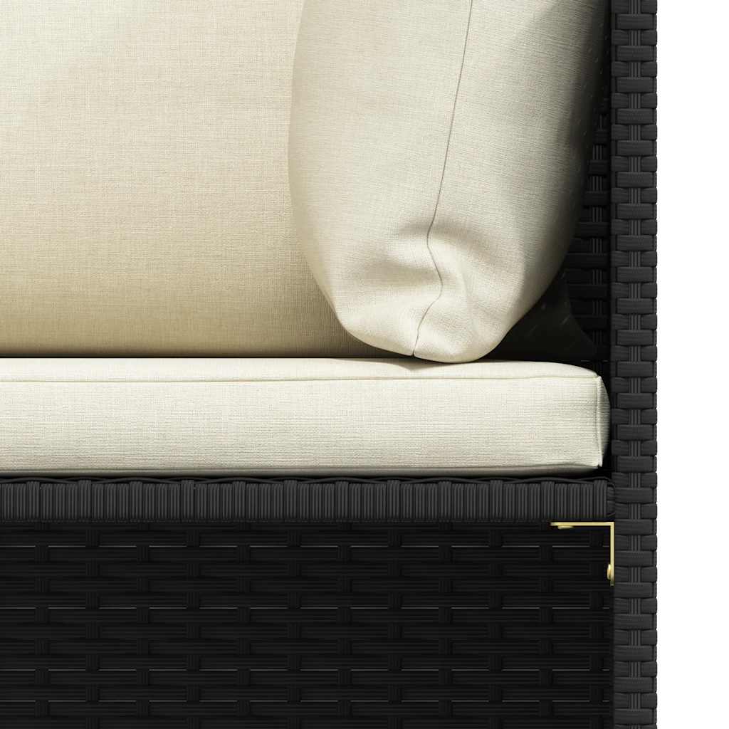 5 Piece Garden Sofa Set with Cushions Black Poly Rattan