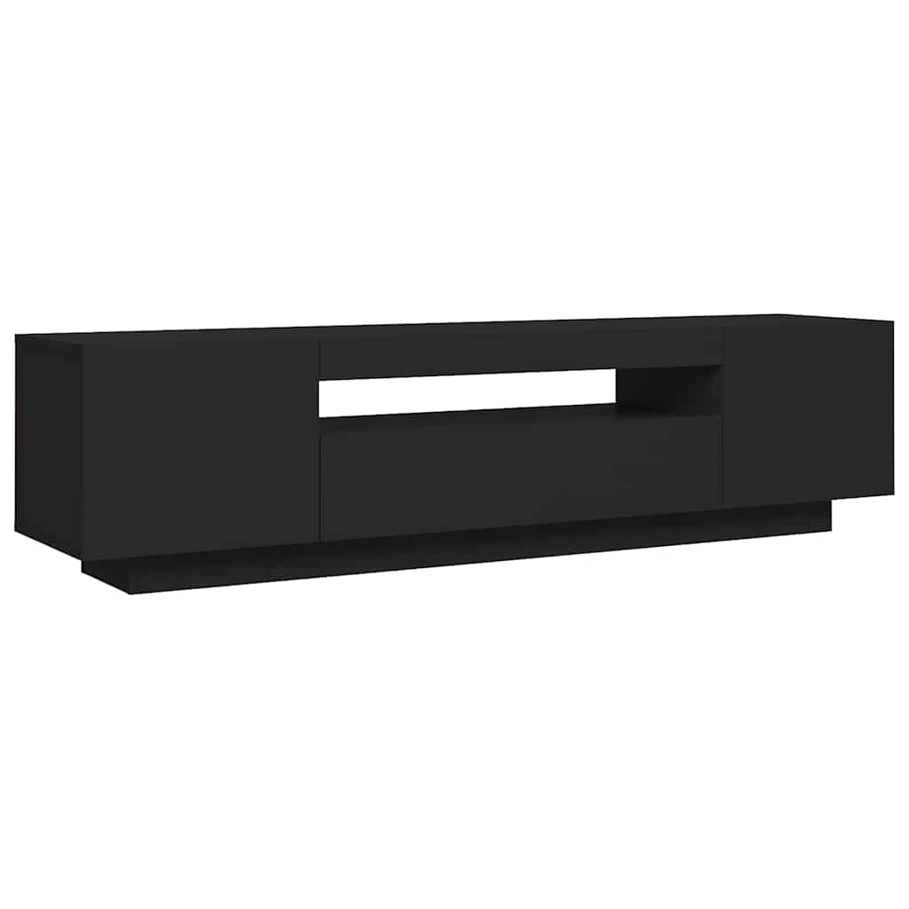 TV Cabinet with LED Lights Black 160x35x40 cm