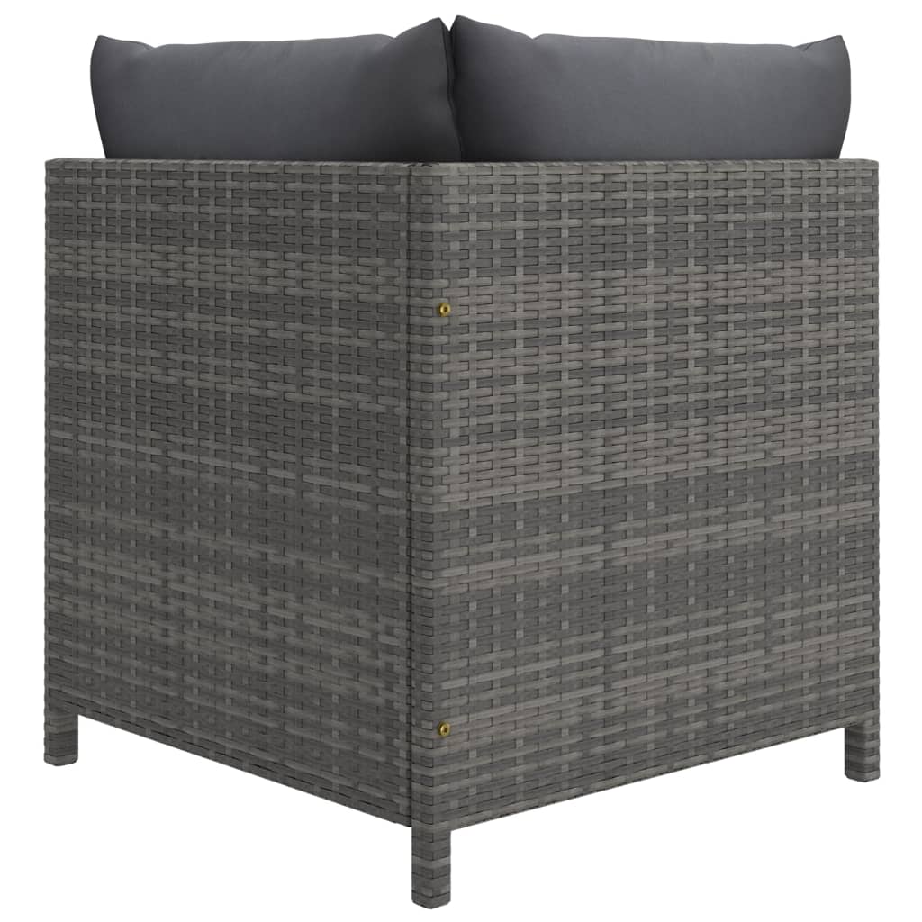 3 Piece Garden Lounge Set with Cushions Poly Rattan Grey