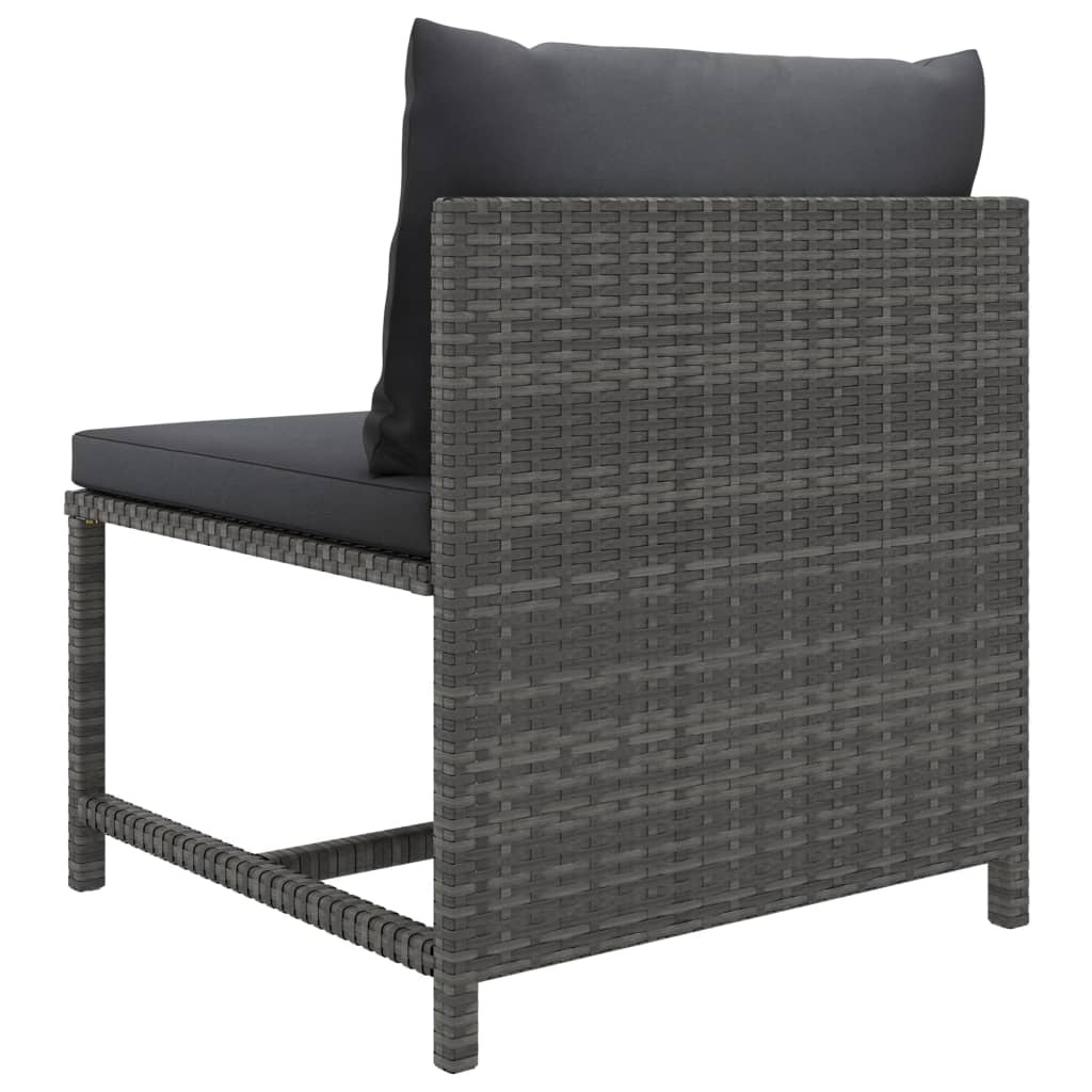 3 Piece Garden Lounge Set with Cushions Poly Rattan Grey