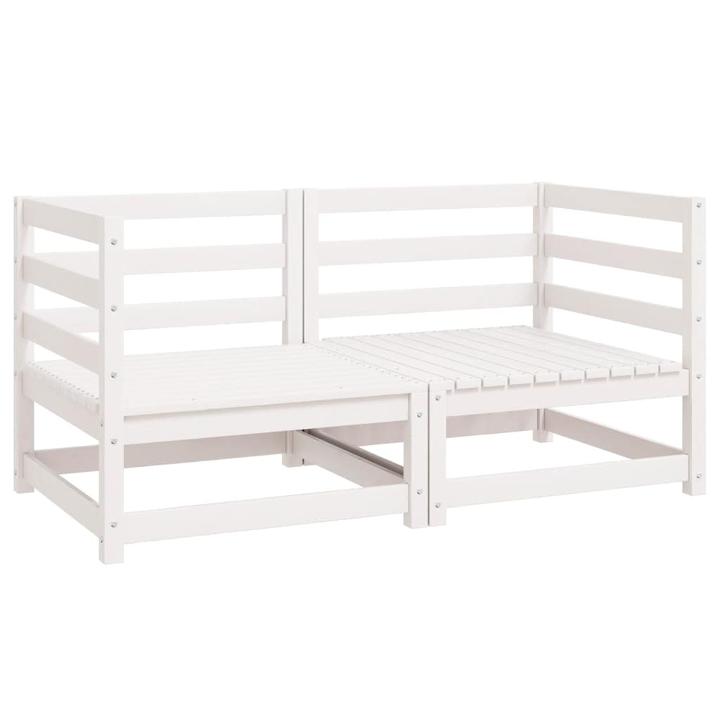 Garden Corner Sofas 2 pcs White Solid Pinewood