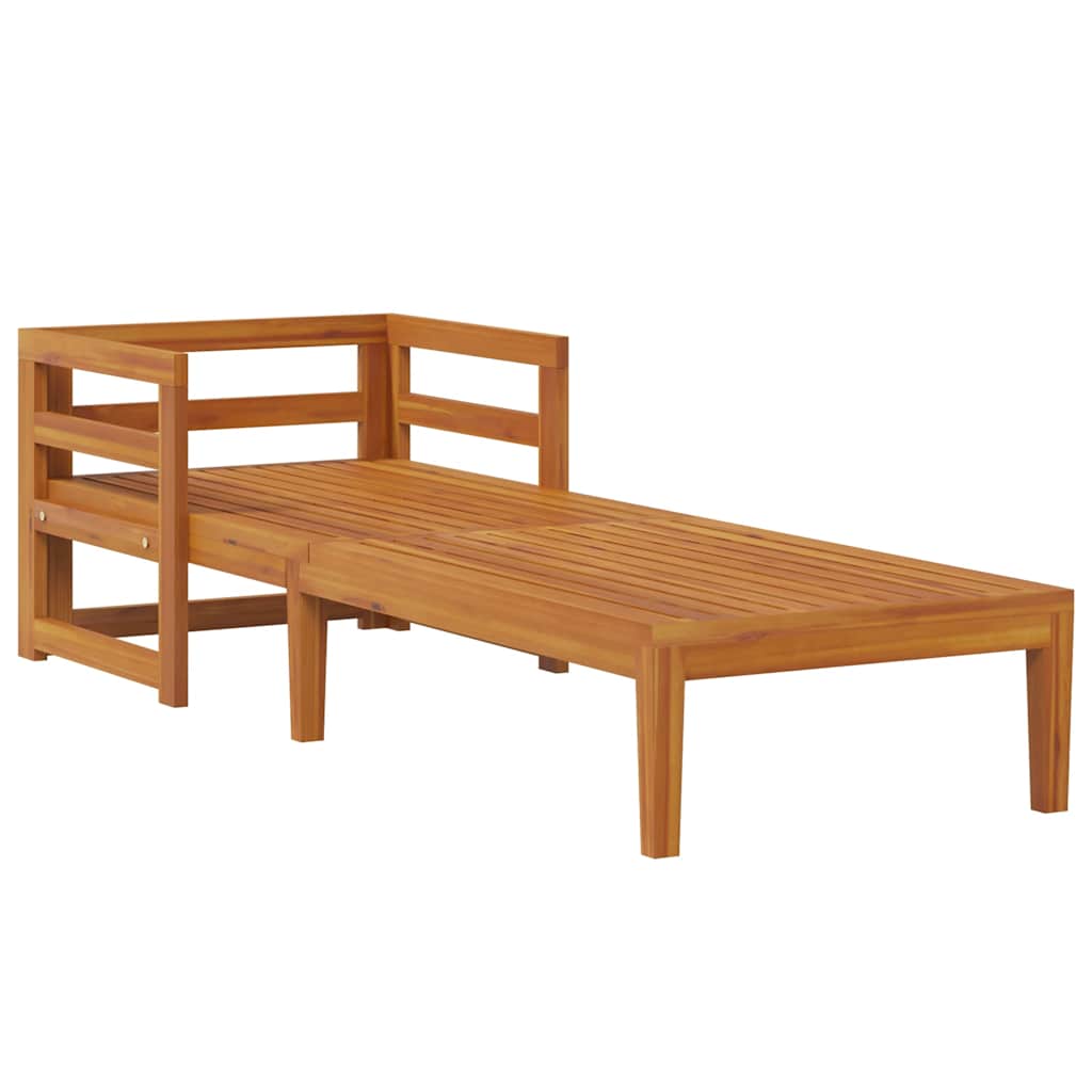 Sun Lounger with Dark Grey Cushions Solid Acacia Wood