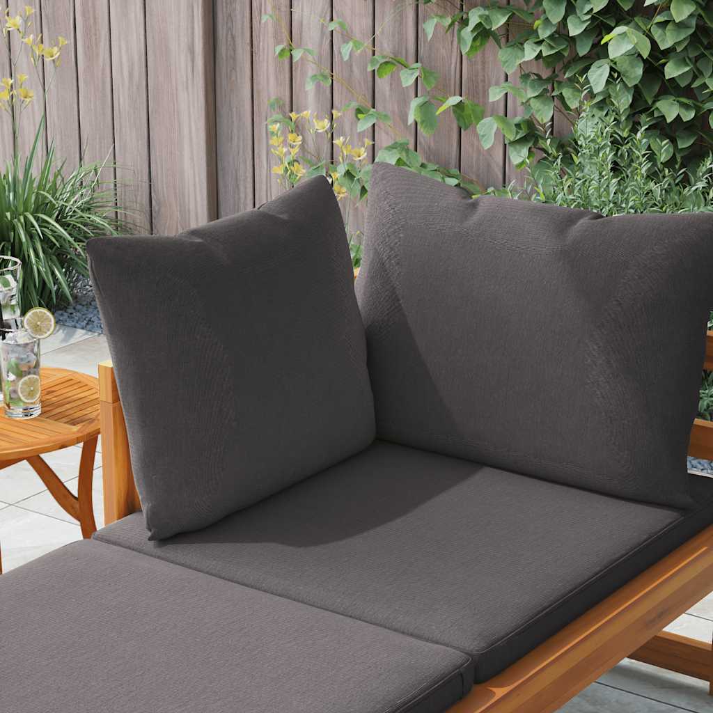 Sun Lounger with 1 Armrest Dark Grey Solid Acacia Wood