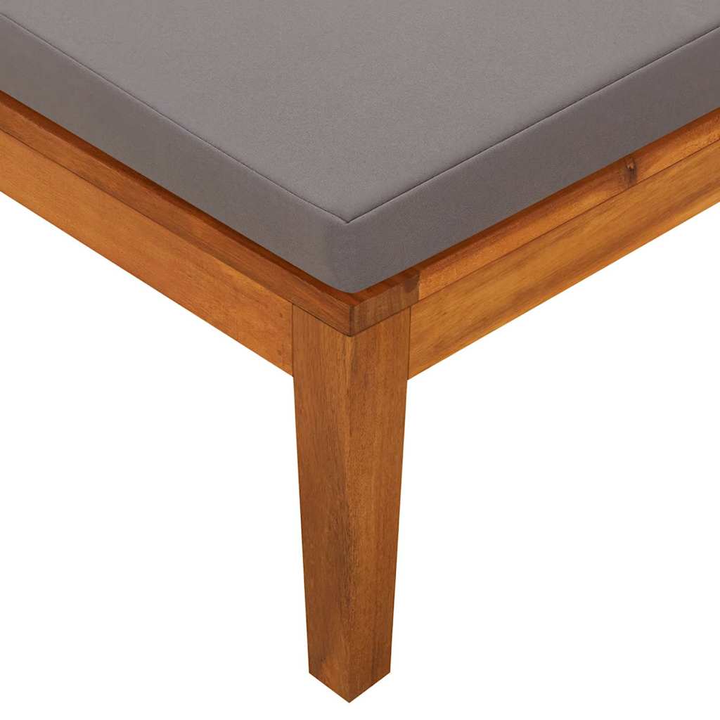 Sun Lounger with 1 Armrest Dark Grey Solid Acacia Wood