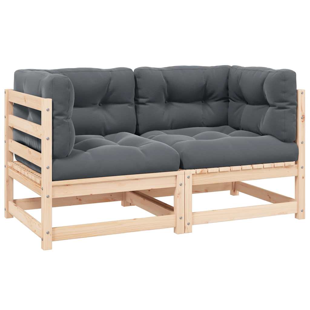 Garden Corner Sofas 2 pcs with Cushions Solid Pinewood