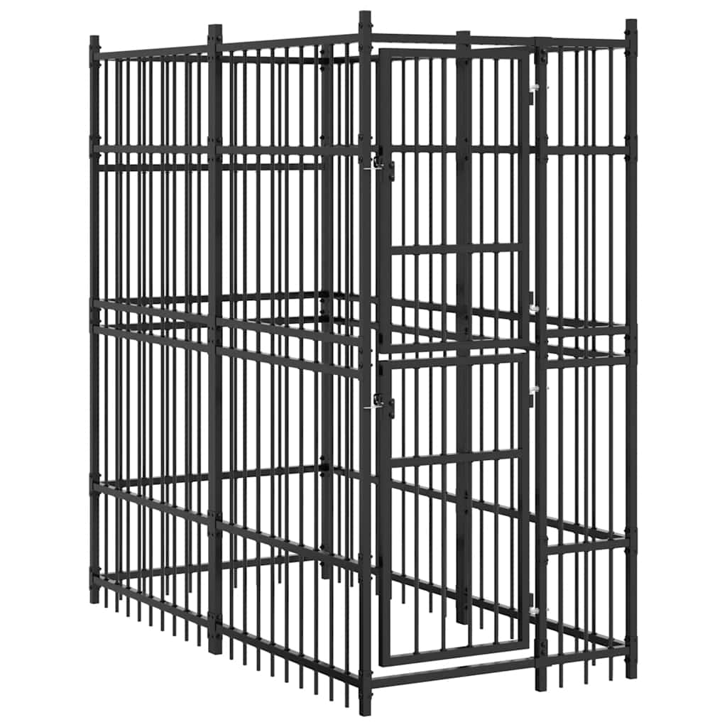 Outdoor Dog Kennel Steel 1.84 mÂ²