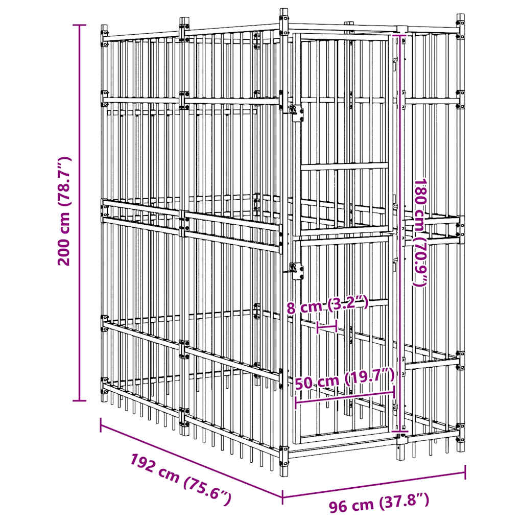 Outdoor Dog Kennel Steel 1.84 mÂ²