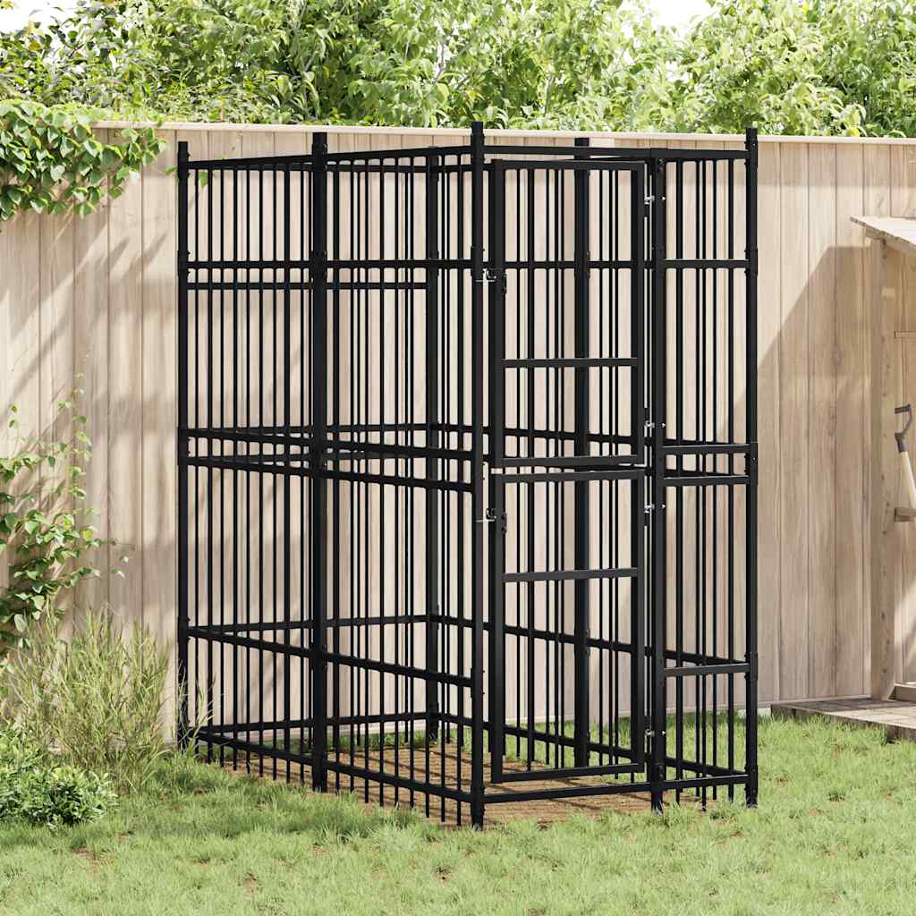 Outdoor Dog Kennel Steel 1.84 mÂ²