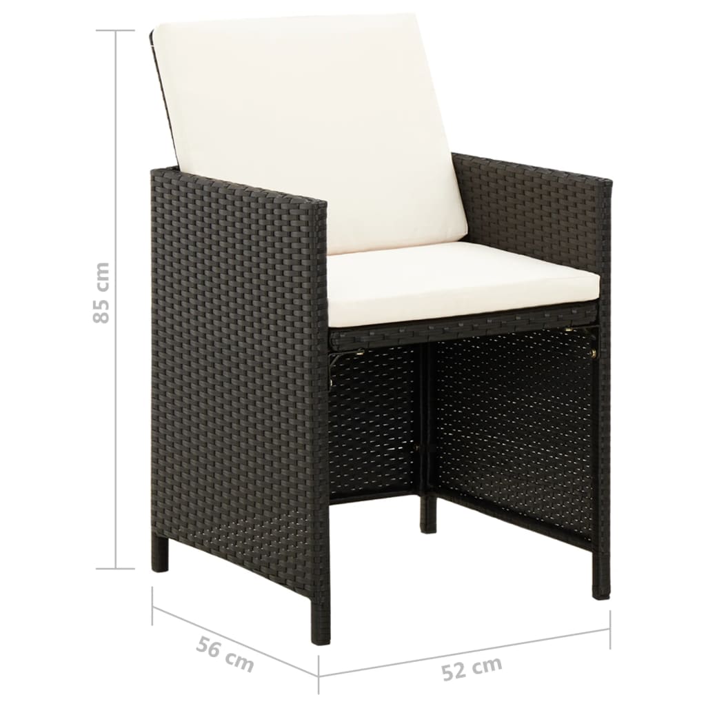 4 Piece Garden Chair and Stool Set Poly Rattan Black