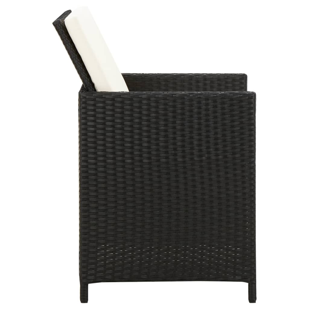4 Piece Garden Chair and Stool Set Poly Rattan Black