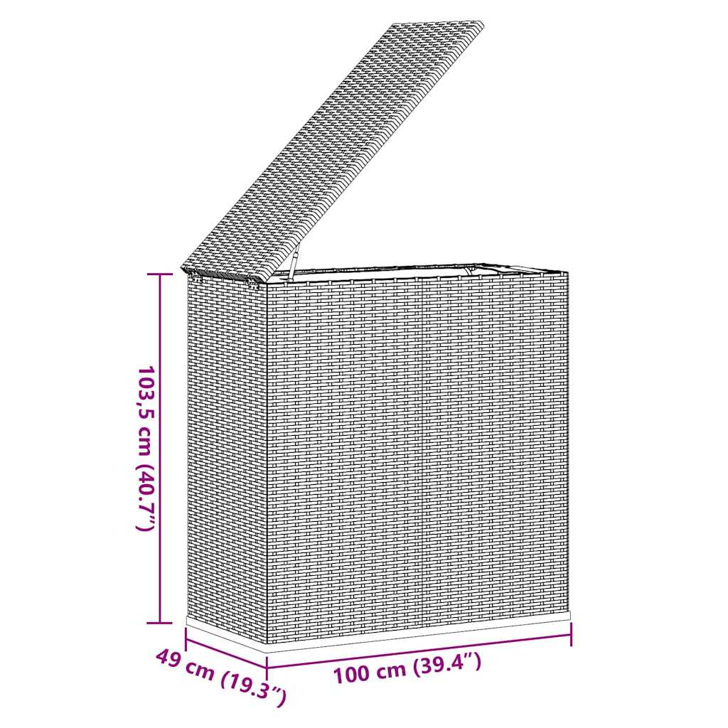 Garden Cushion Box PE Rattan 100x49x103.5 cm Black