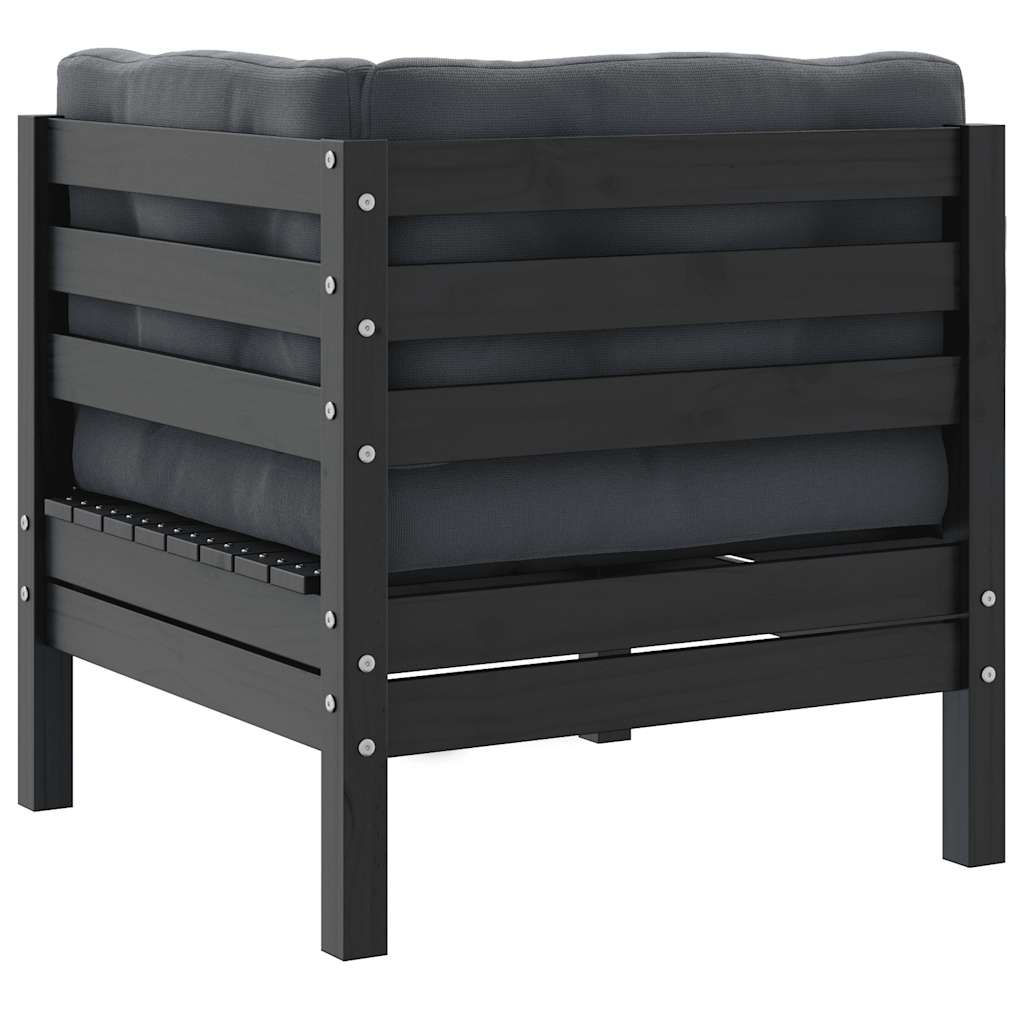 2-Seater Garden Sofa with Cushions Grey Solid Pinewood