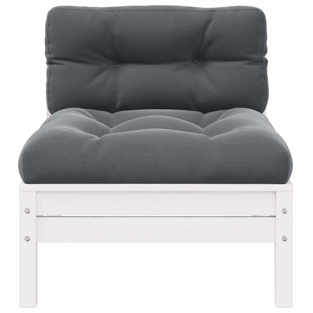 2-Seater Garden Sofa with Cushions White Solid Pinewood