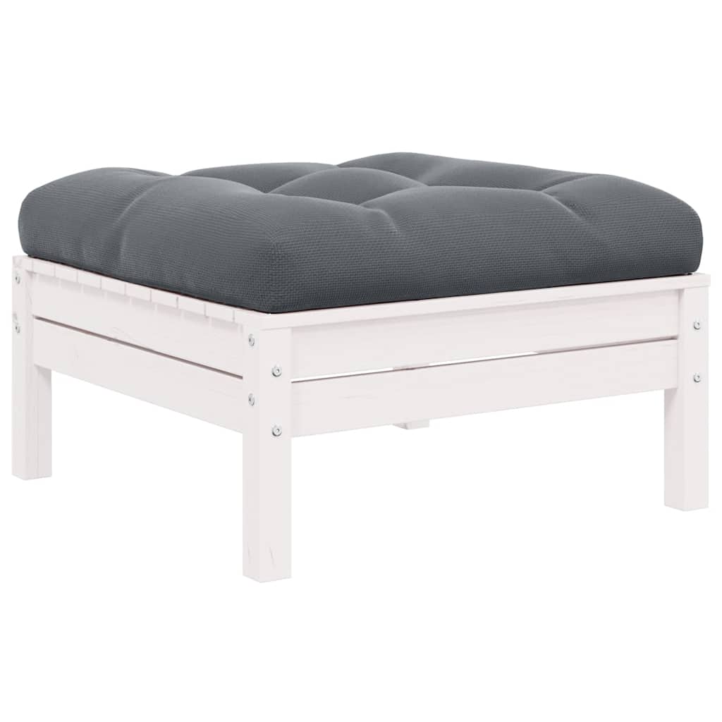 3 Piece Garden Lounge Set with Cushions White Solid Pinewood