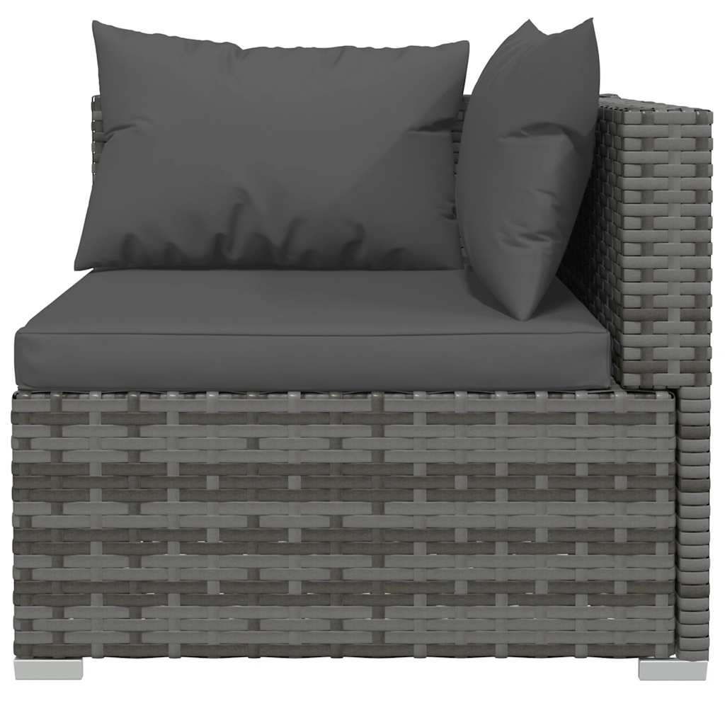 4 Piece Garden Lounge Set with Cushions Grey Poly Rattan