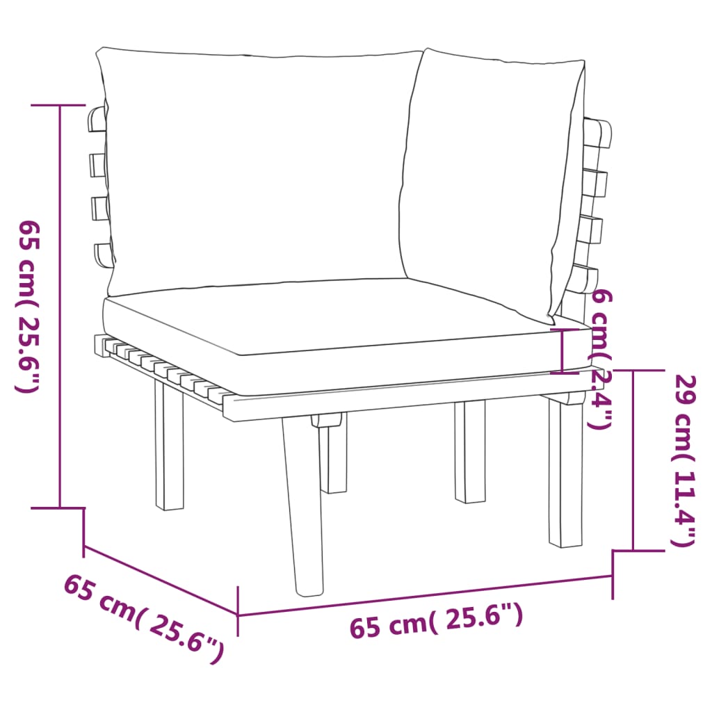 3 Piece Garden Lounge Set with Cushions Solid Wood Acacia
