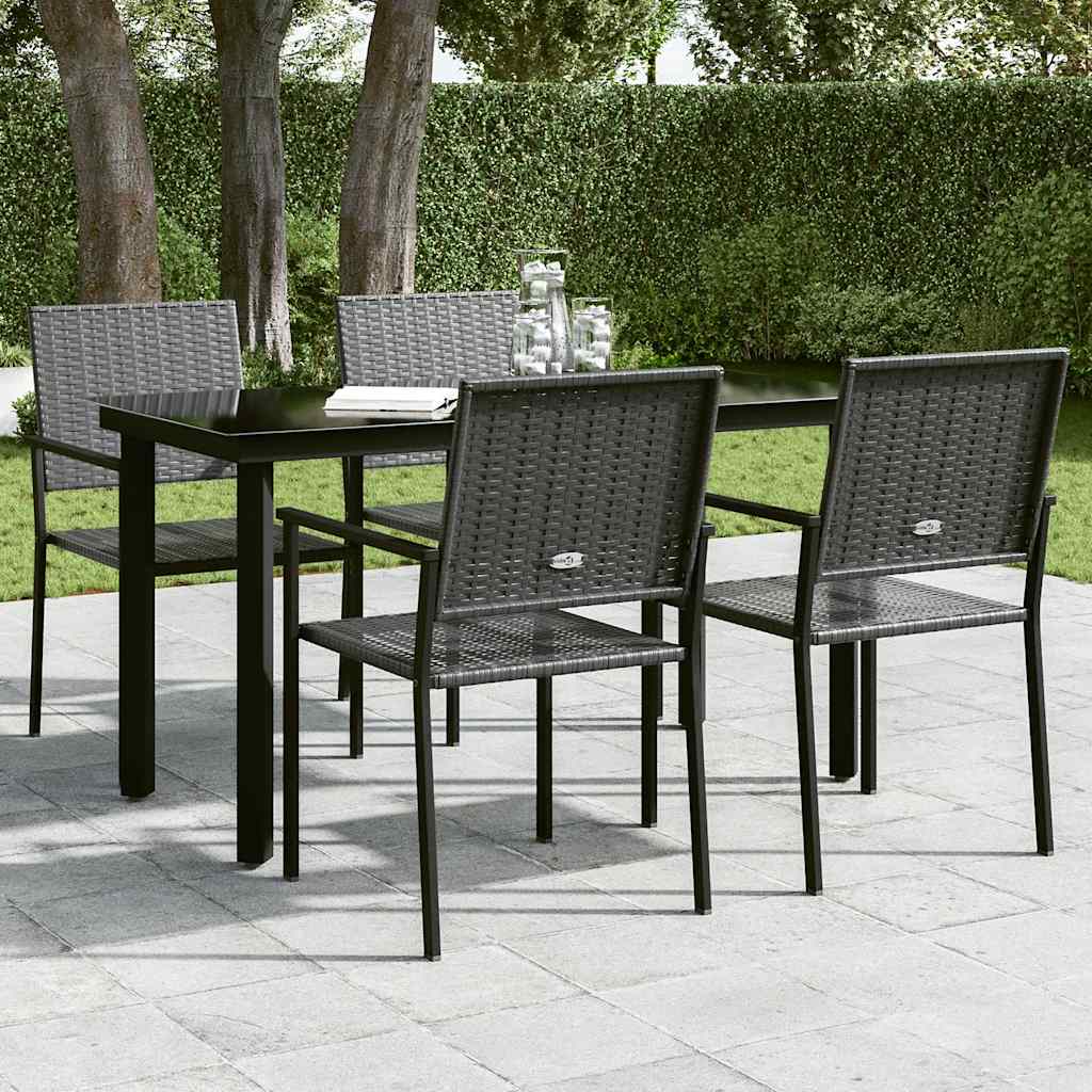 Garden Dining Table Black 140x70x74 cm Steel and Glass