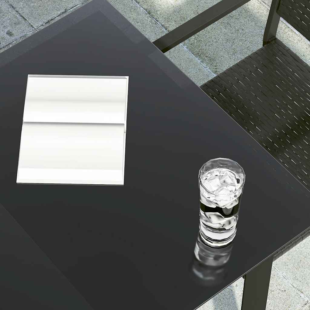 Garden Dining Table Black 140x70x74 cm Steel and Glass
