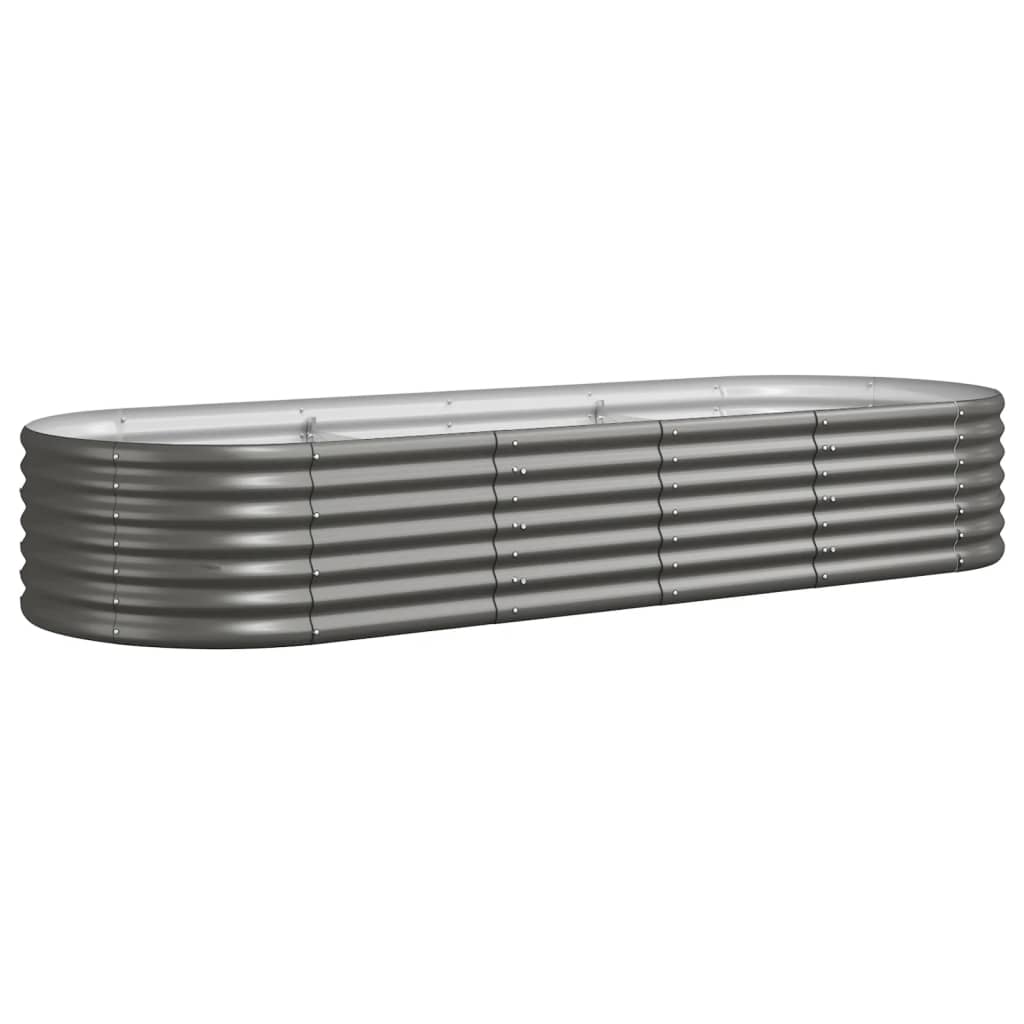 Garden Raised Bed Galvanised Steel 224x80x36 cm Grey