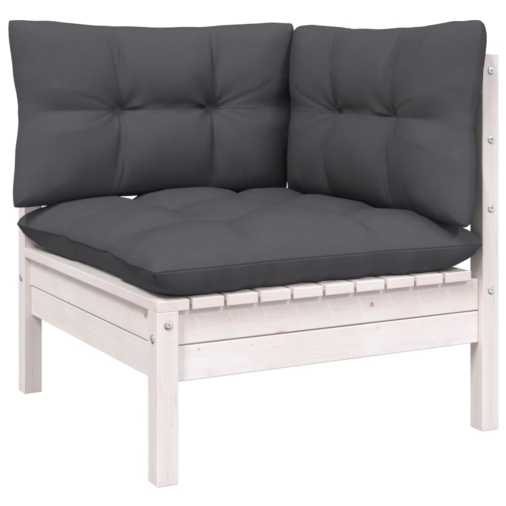 3 Piece Garden Lounge Set with Anthracite Cushions Pinewood