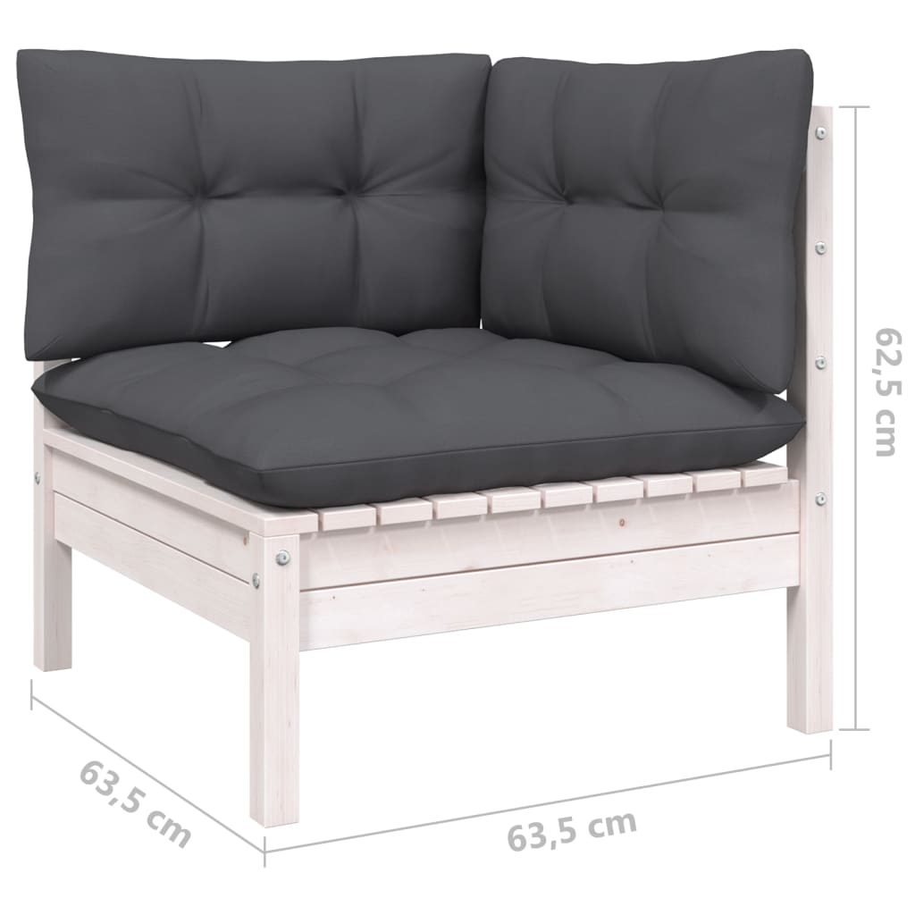 3 Piece Garden Lounge Set with Anthracite Cushions Pinewood