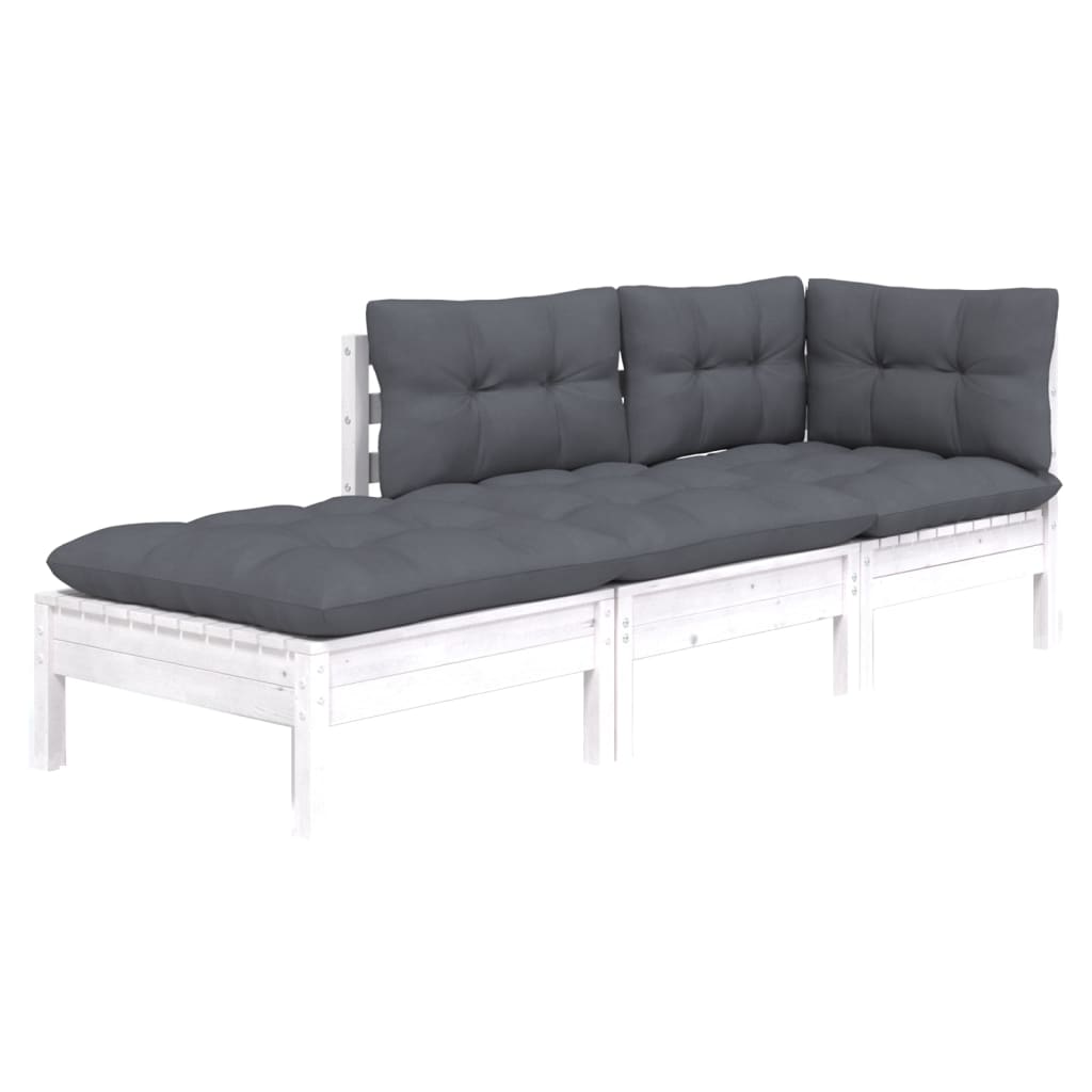 3 Piece Garden Lounge Set with Cushions Solid Wood Pine