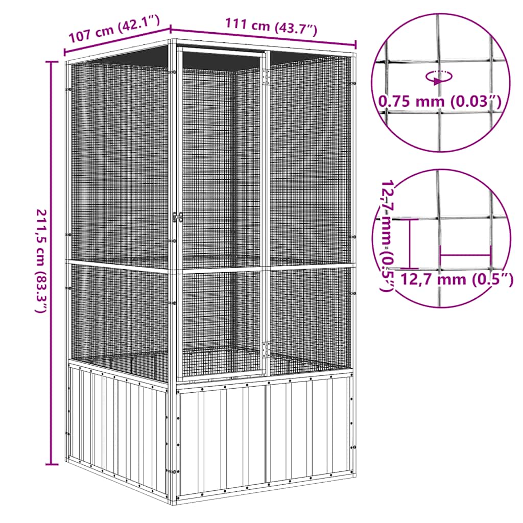 Bird Cage Anthracite 111x107x211.5 cm Galvanised Steel